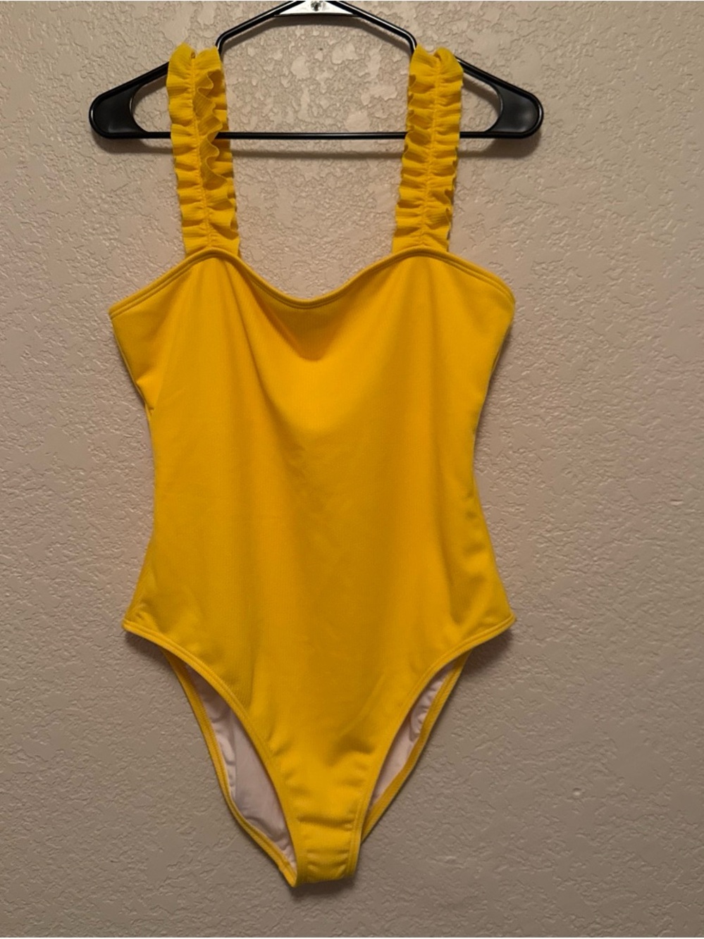 Yellow Ruffled Strap One-Piece Swimsuit